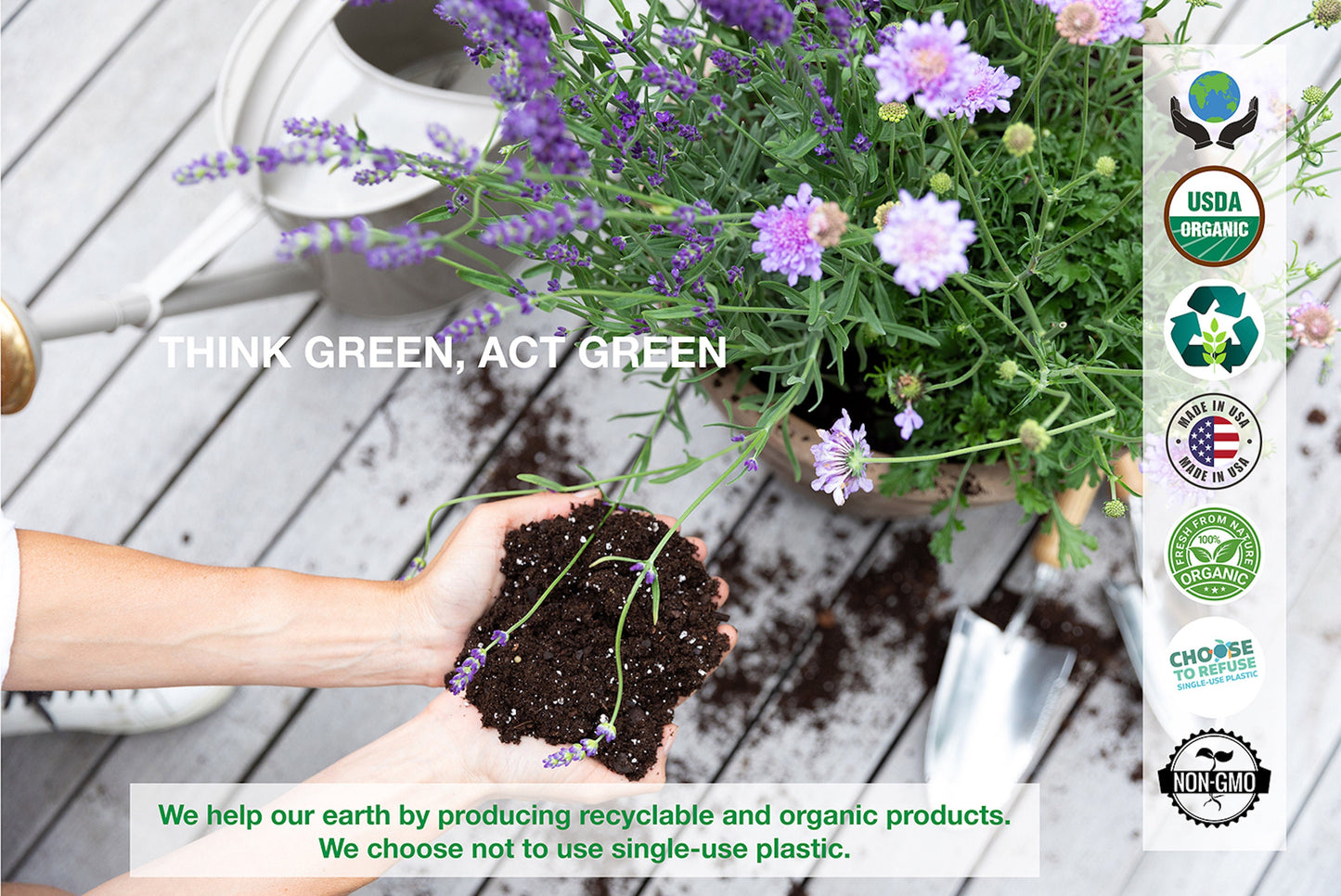 Eco-friendly herb seeds from the USA included in Fleur Du Bien Indoor Herb Garden Starter Kit with bamboo planter