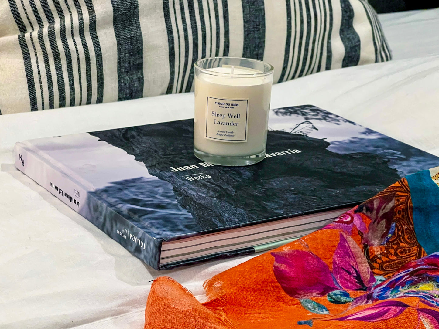 Soy wax candle with perfumist-crafted lavender scent from Fleur Du Bien Lux Lavender Kit – create relaxing spa ambiance at home for mindfulness and stress relief