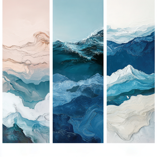 The Five Oceans Framed Wall Art Prints, Decorative Abstract Wall Art for Home Decor Nature Landscape Room Decor Living Room Bedroom Bathroom