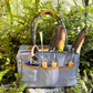 Fleur Du Bien Garden Tool Set gray canvas tote bag – 19-pocket design, durable and water-resistant, fits all 7 hand tools, spacious 24oz capacity, organized and stylish for indoor and outdoor gardening