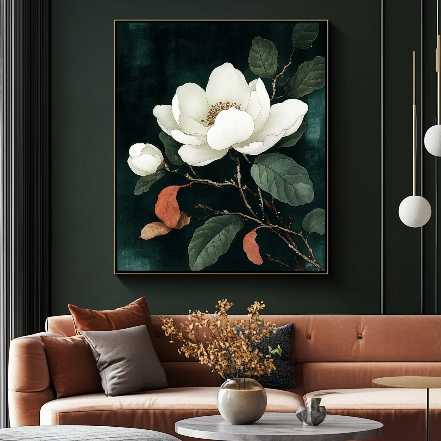 Magnolia Framed Wall Art Prints, Decorative Wall Art for Home Decor Nature Landscape Room Decor