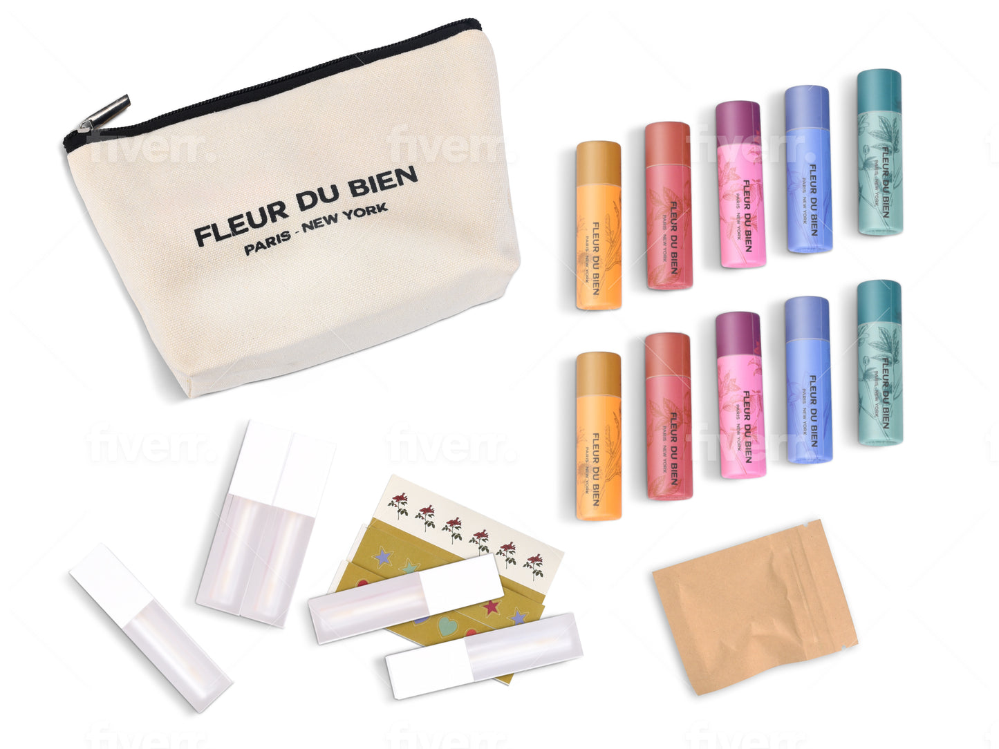 Fleur Du Bien Lip Gloss and Lip Balm DIY Kits for Adults 31 Pieces Vegan Lip Balm and Lip Gloss Making Kit Hydrating Lip Balm Starter Kit