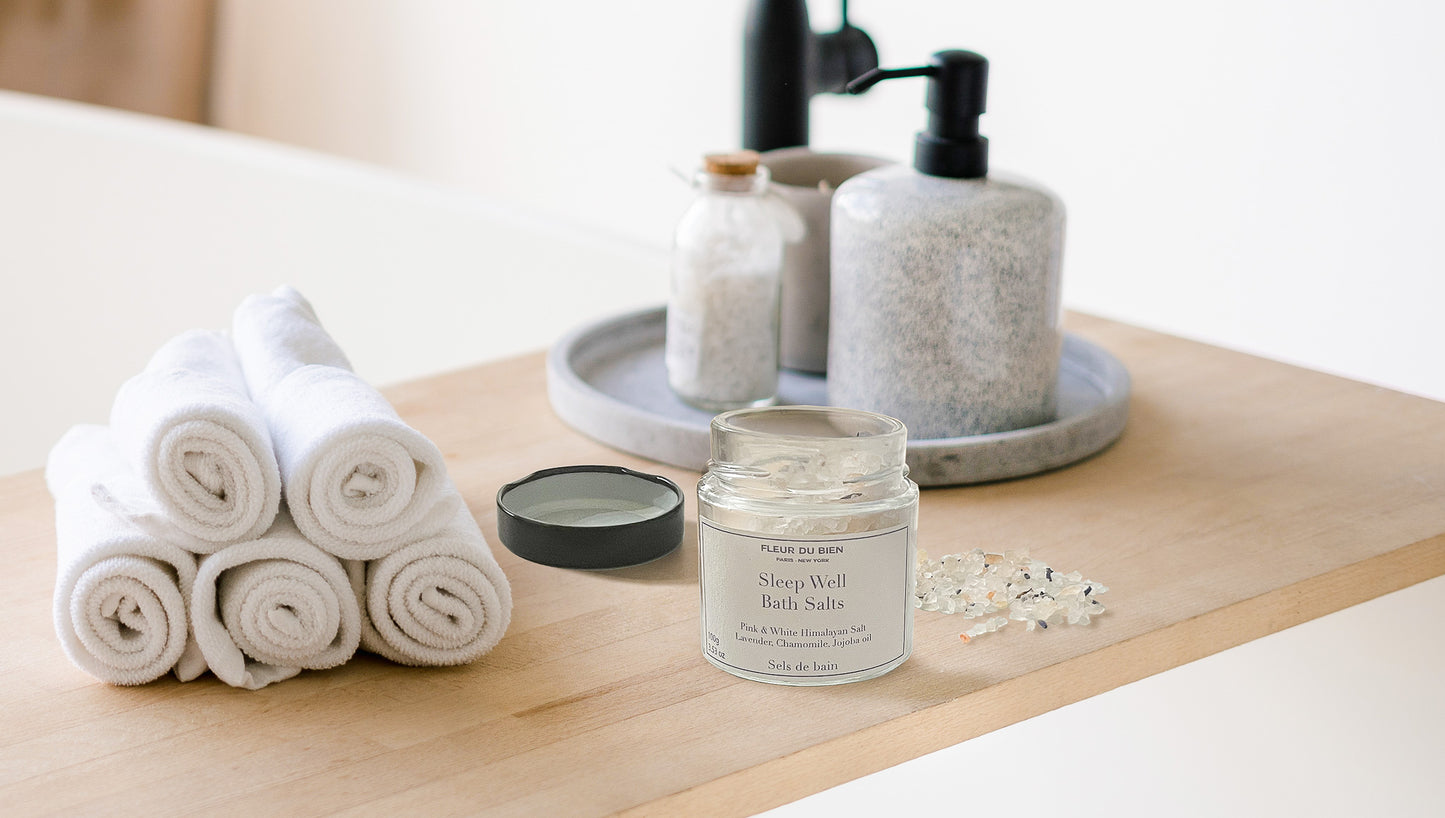 FleurDuBien Lux Lavender Growing Kit & Spa Gift Basket - Self-Care Set with Lavender Silk Eye Mask, Mist, Roll-On, Bath Salts, Soy Wax Candle with Perfumist-Crafted Scent, and Terracotta Pot