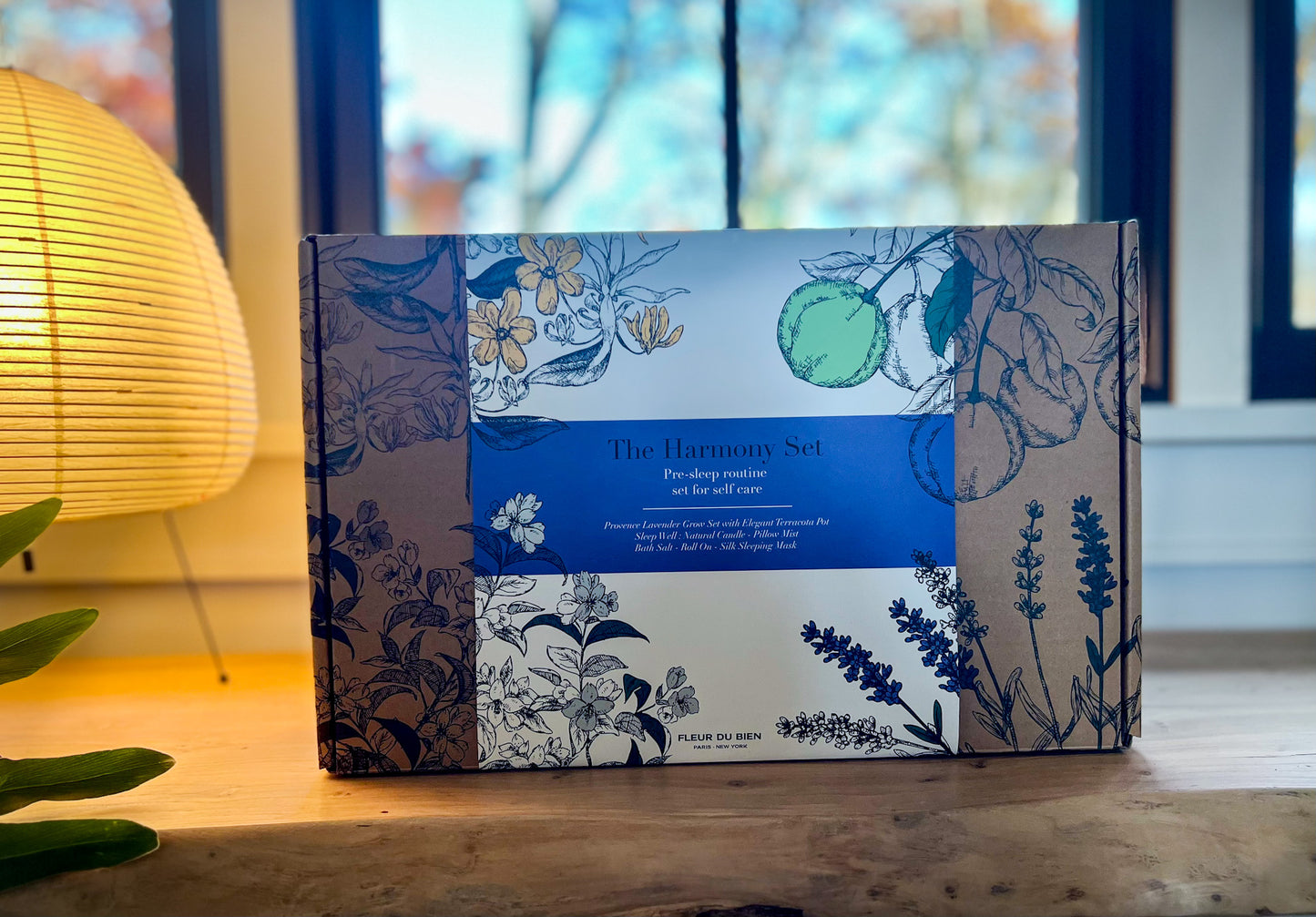 FleurDuBien Lux Lavender Growing Kit & Spa Gift Basket - Self-Care Set with Lavender Silk Eye Mask, Mist, Roll-On, Bath Salts, Soy Wax Candle with Perfumist-Crafted Scent, and Terracotta Pot