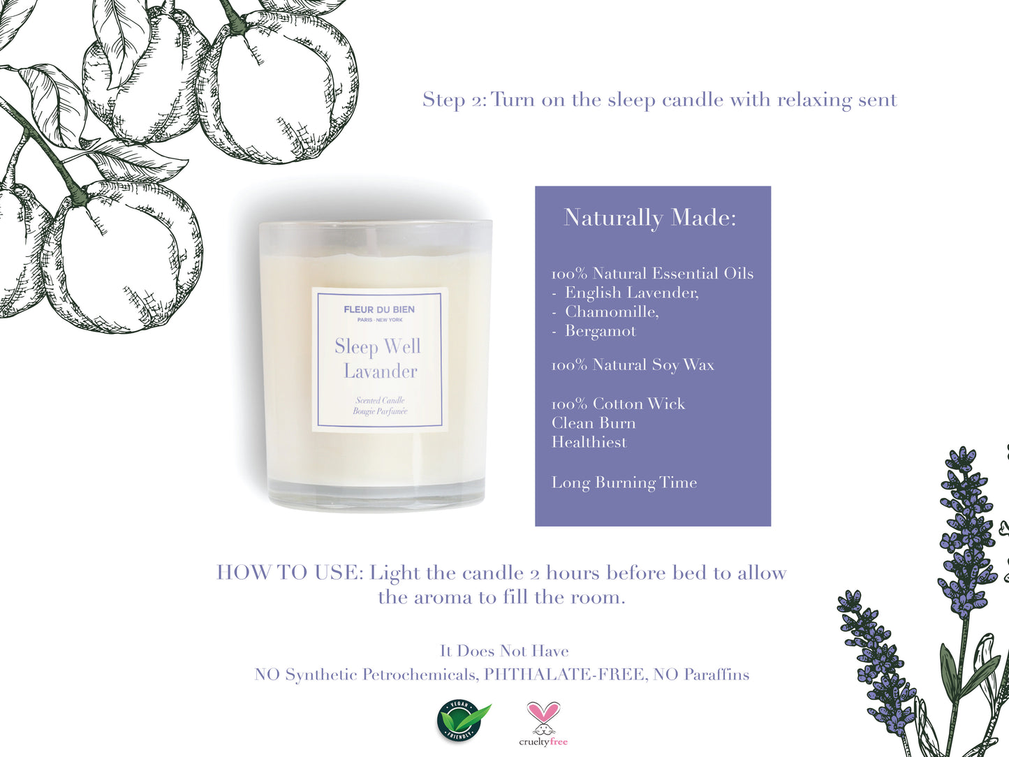 FleurDuBien Lux Lavender Growing Kit & Spa Gift Basket - Self-Care Set with Lavender Silk Eye Mask, Mist, Roll-On, Bath Salts, Soy Wax Candle with Perfumist-Crafted Scent, and Terracotta Pot