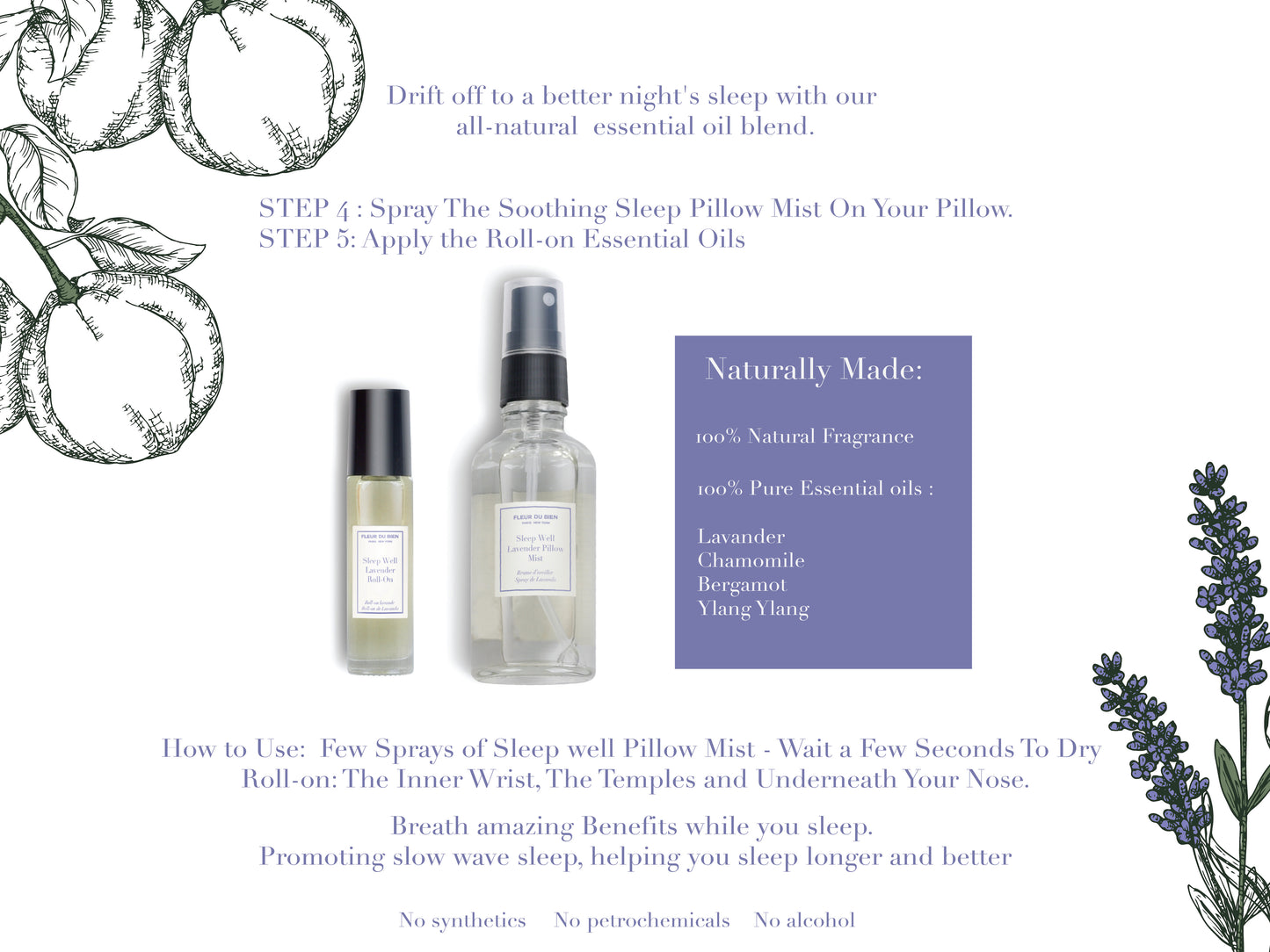 FleurDuBien Lux Lavender Growing Kit & Spa Gift Basket - Self-Care Set with Lavender Silk Eye Mask, Mist, Roll-On, Bath Salts, Soy Wax Candle with Perfumist-Crafted Scent, and Terracotta Pot