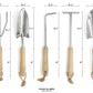 Close-up of Fleur Du Bien 7-Piece Garden Tool Set showing all hand tools, 13-inch stainless steel gardening tools with ergonomic wooden handles, durable and rust-resistant, perfect for indoor and outdoor gardening